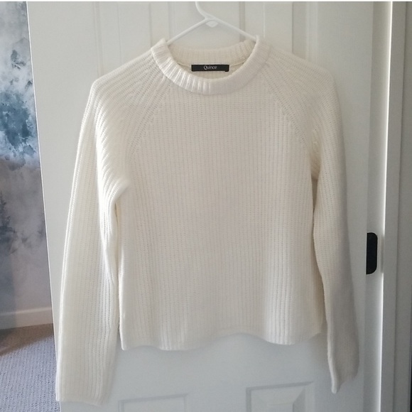 Quince *Cashmere* Fishermen Crewneck Sweater, Ivory - Picture 2 of 5